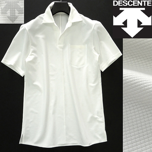 新品 デサント 盛夏 サーフニット スキッパー 半袖 ポロシャツ M 白 【I44960】 DESCENTE 春夏 メンズ ストレッチ スポーティー