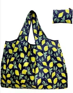 買い物袋折り畳み簡単　エコバッグ　大容量　ショッピングバッグ　1枚　レモン柄