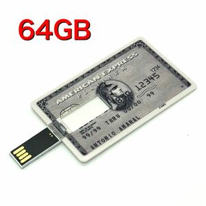 アメリカンエクスプレス USBメモリ 64GB 送料無料 USBフラッシュメモリ 大容量 パソコン アメリカンエキスプレス カード型