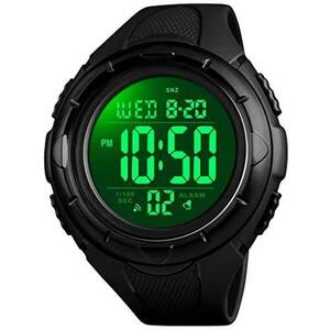 ブラック2 Timever（タイムエバー）デジタル腕時計 防水 メンズ スポーツ うで時計 多機能付き ストップウォッチ アラーム アウトドア led