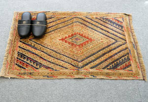 アフガニスタン マシュワニ キリム 手織り絨毯 トライバルラグ 96x73cm stn:200