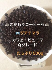 こだわりコーヒー豆 グアテマラ カフェ・ピューマ 500g中深煎り 自家焙煎珈琲Qグレード84.08点 アイスコーヒー 水出し珈琲