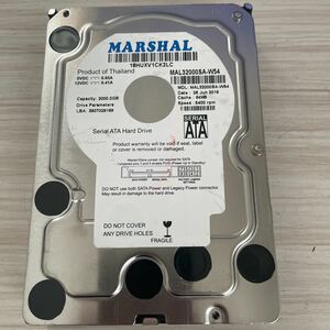 Y840:(動作ジャンク注意品/条件付送料無料)MARSHAL 2TB 3.5インチ　HDD MAL32000SA
