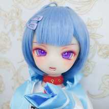 【BlueBell】DDH-01 セミホワイト肌 カスタムヘッド＋アイ2ペア 開口カスタム ソフビ盛り ※とても難有り dollfie dream MDD ボークス BJD _画像1