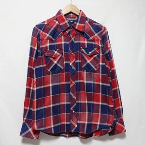 希少【TMT】インディゴ ロゴ刺繍 チェック/シャツ 長袖シャツ/S/チェックシャツ