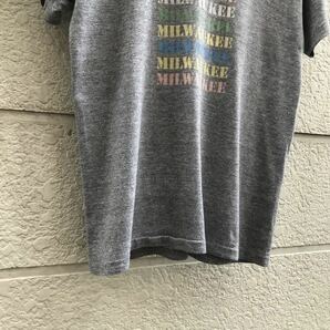 80s USA製 Velva Sheen 杢グレー プリントTシャツ ベルバシーン MILWAUKEE シングルステッチ アメリカ製 古着 vintage ヴィンテージの画像5