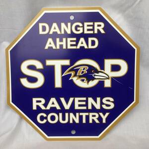 訳あり品 NFL Baltimore Ravens レイブンズ STOPボード ストリートボード パーキングプレート ウェルカムボード パーキングボード 3316