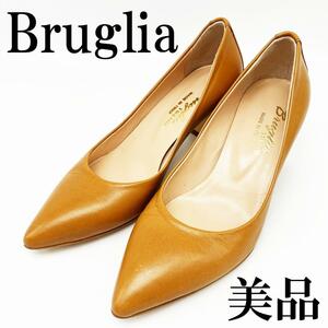 送料無料★【美品】Bruglia ブルーリア パンプス ヒール キャメル