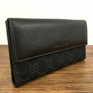 ☆送料無料☆ 未使用品 GUCCI Wホック財布 143389 ダークブラウン GGキャンバス グッチ 108