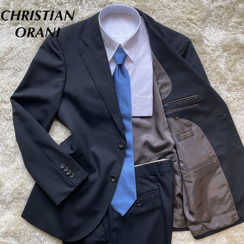 特別セーフ CHRISTIAN ORANI メンズスーツ 青山 ネイビー系ストライプ 