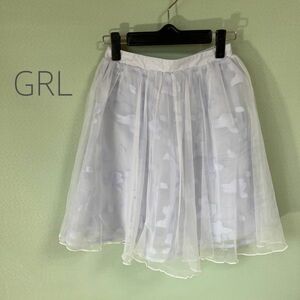 ◎GRL グレイル ミニスカート チュールスカート 花柄 レディース Mサイズ 水色 スカート