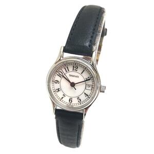 TIFFANY&Co. ティファニー クラシック ラウンド 白文字盤 SS レザーベルト稼働品 腕時計
