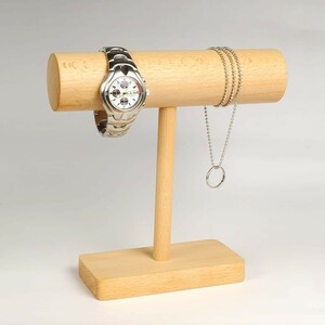 アクセサリースタンド 円筒型 ディスプレイ用品 木製 [ 20cm ] ウォッチスタンド 店舗用品 飾り用 腕時計 ネックレス