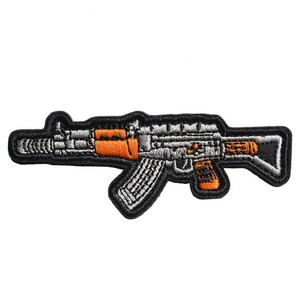 ミリタリーワッペン AK-47カスタム ライフル 刺繍 ベルクロ AK47 折りたたみ式 ノベスケハイダー ミリタリーパッチ