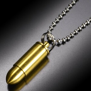  titanium alloy made medicine . type waterproof Capsule chain attaching [ Gold ] pendant necklace medical first-aid medicine inserting pills .