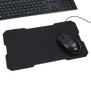 マウスパッド 薄型 約19.5×34.5cmサイズ ナイロン生地 [ ブラック ] マウスマット パソコン用品 オフィス用品 黒