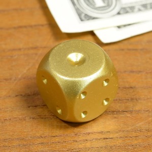 サイコロ 丸角 アルミ合金製 ダイス 16mm [ ゴールド ] 骰子 賽子 dice さいころ エッジ無し 面取り