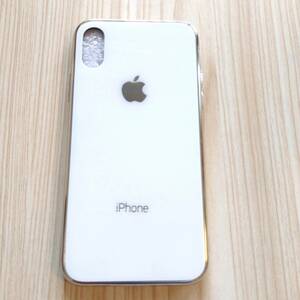 送料無料! iPhoneケース ホワイト appleロゴ 強化ガラス X/XS, XR, XS Max, 11Pro