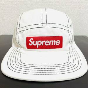Supreme Contrast Stitch Camp Cap White Red 18ss 白 赤 コントラスト ステッチ キャンプ キャップ ボックスロゴ