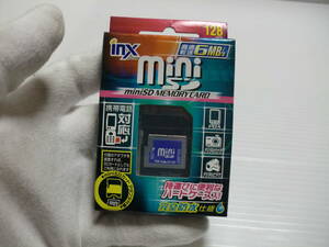未使用品　miniSDカード　inx　128MB　メガバイト　変換アダプター付き　送料120円～　メモリーカード　ミニSDカード