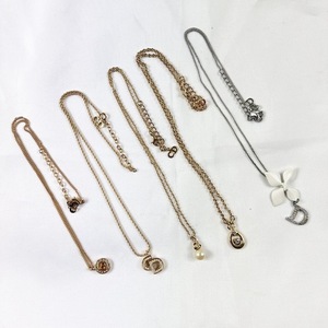 1円スタート 美品 クリスチャンディオール Christian Dior ロゴ ラインストーン パール 5点セット まとめ売り ネックレス ゴールド Y0520