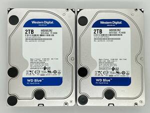 【送料無料】セット ★２ＴＢ×２★　WD20EZRZ 【時間：5242ｈ＆3672ｈ】Western Digital Blue　3.5インチ 内蔵 HDD　SATA600/5400rpm 良品