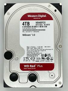 【送料無料】　★４ＴＢ★ 　WD40EFZX　【使用時間：８ｈ】　Western Digital RED　3.5インチ 内蔵 HDD　SATA600/5400rpm NAS 新品同様