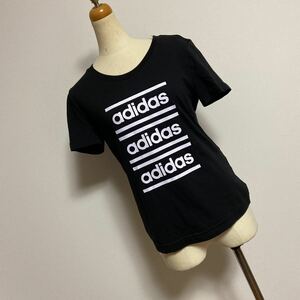 adidas アディダス★新品半そでＴシャツ　ロゴＴプリント　レディースＯＴ☆黒