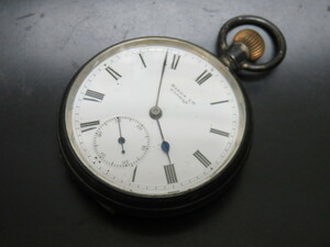 015APR10【横浜古物】懐中時計　HINDS　LONDON　手巻き　銀ケース・・・要修理　