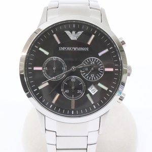 動品　エンポリオアルマーニ　クロノグラフ　デイト　メンズ腕時計　AR-2434　クオーツ　ブラック文字盤　EMPORIO ARMANI　黒 