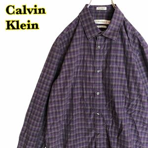 Calvin Klein Calvin Klein long sleeve shirt check shirt men's L size [AY0412]