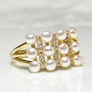 綺麗！天然真珠指輪！デザインリング　パールリング