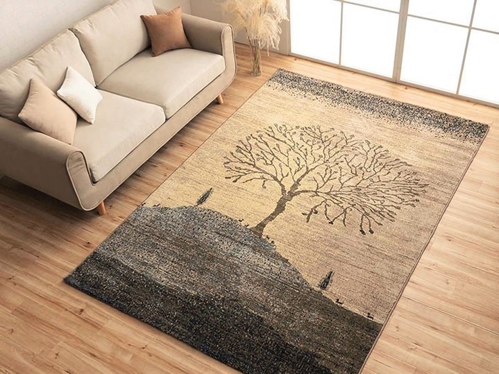 Alfombra Tapete Fabricada en Turquía 200 x 250 Aprox. 3 tapetes de Tatami, sol botánico, pintura de árbol gigante, paisaje, alfombra, alfombra, alfombra tejida Wilton, muebles, interior, alfombra, alfombra, estera, alfombra general