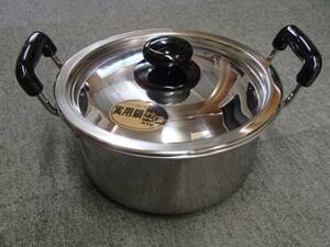 遠藤商事 SAステンレス プラ柄 厚板実用鍋 22cm AZT0722 キッチン 調理器具 鍋 両手鍋 4.2L 実用鍋 業務用 厨房用 店舗用 家庭用 14-28880