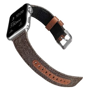apple watch 本革レザー/ファブリック製 アップルウォッチ バンド 茶