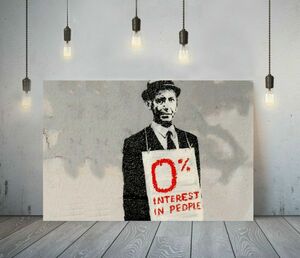 Art hand Auction Banksy High-end Canvas Frame Poster Picture A1 Art Panel Nordic Overseas Photo Goods Painting Interior 0% INTEREST IN PEOPLE, Printed materials, Poster, others