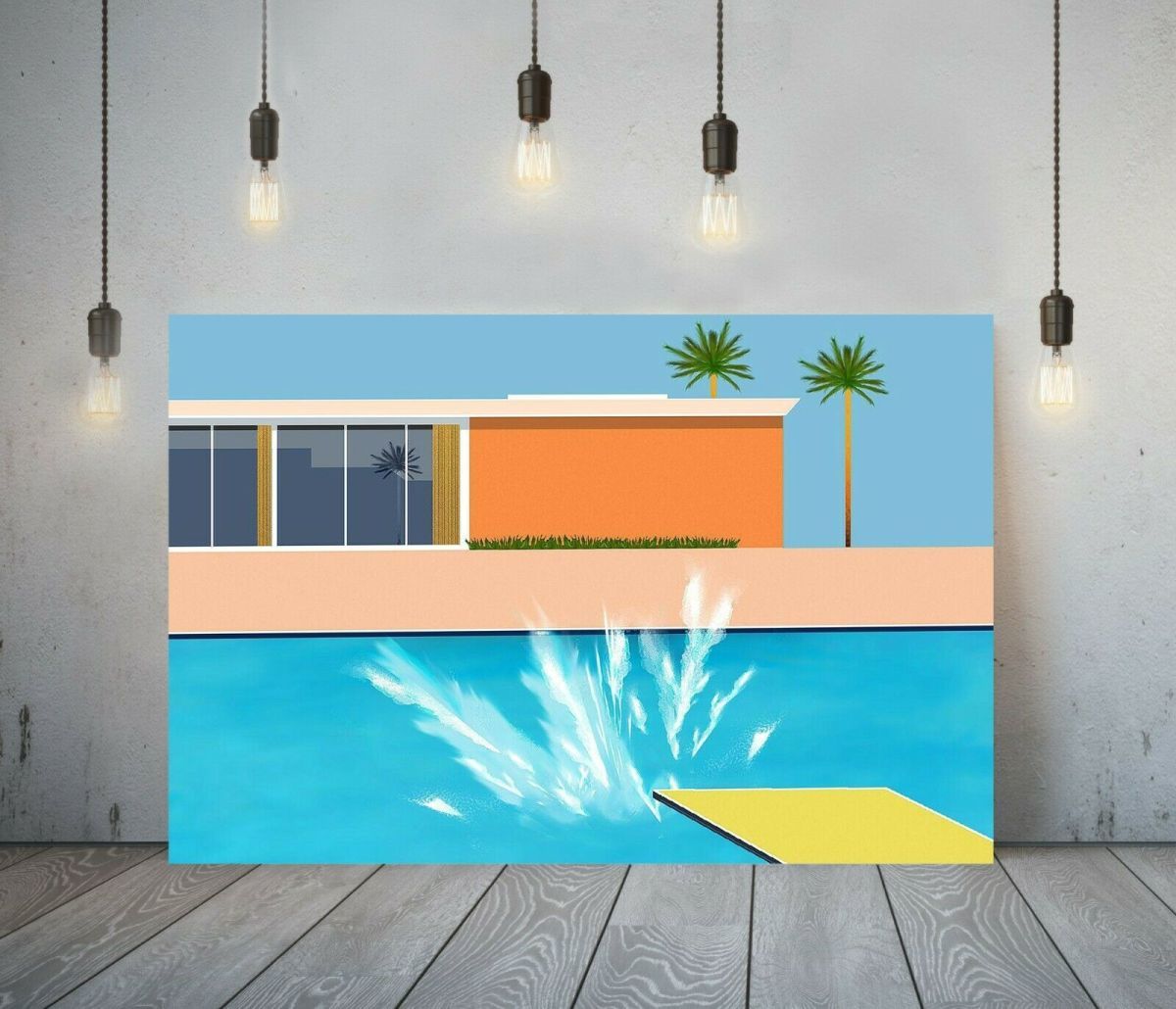 David Hockney Luxus-Leinwandrahmen-Poster, Bild, A2, Pop-Art-Panel, skandinavisches Overseas Goods-Gemälde, Innenbereich, Pool, Meer, Drucksache, Poster, Andere