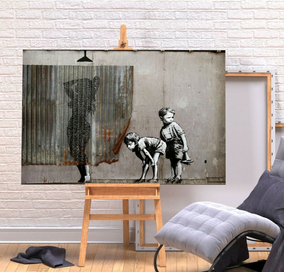 Póster con marco de lienzo de grado Banksy, imagen A1, panel artístico nórdico, artículos fotográficos en el extranjero, pintura, ducha interior elegante para niños, Materiales impresos, Póster, otros