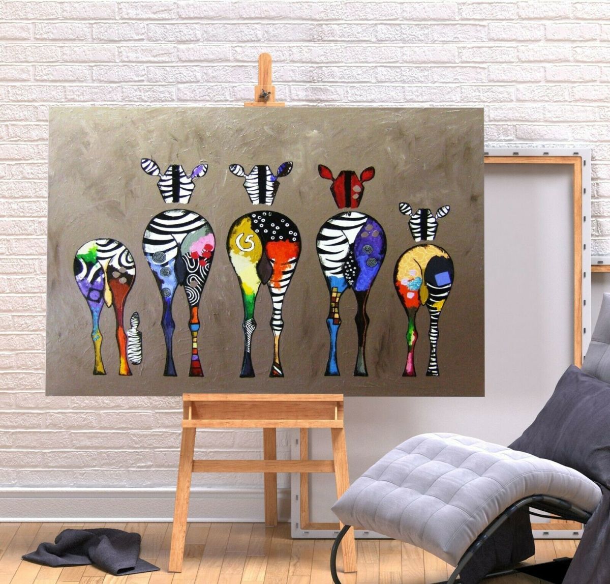 Zebra, luxuriöser Leinwandrahmen, Poster, Bild, A1, Kunsttafel, skandinavisches Shimashima-Tierfoto, Waren, Malerei, verschiedene Waren, Inneneinrichtung, Zebra, bunt, Drucksache, Poster, Andere