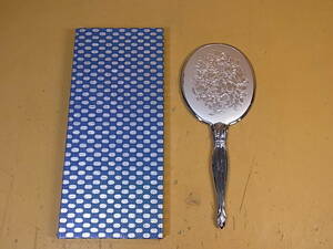 *V/113* hand-mirror hand mirror * floral print *. round shape * secondhand goods 