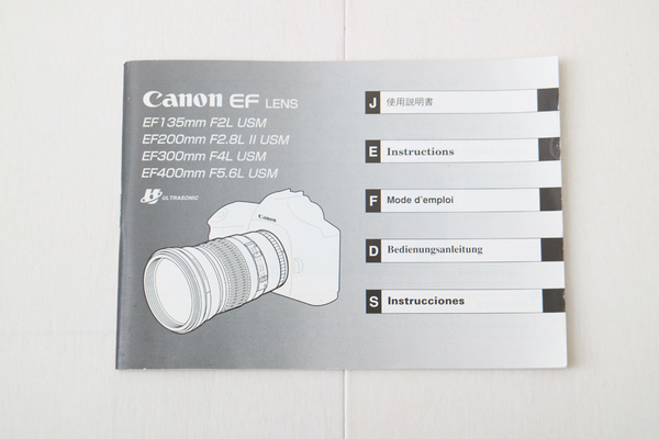 < キヤノン > Canon EF LENS 使用説明書 < EF135mm F2L EF200mm F2.8L EF300mm F4L EF400mm F5.6L >