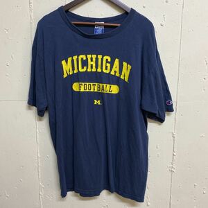 チャンピオン Champion MICHIGAN FOOTBALL 半袖 プリントTシャツ XL 古着