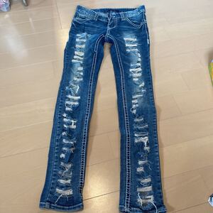 クラッシュ ダメージジーンズ デニムパンツ