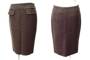 JC de CASTELBAJAC Castelbajac apparel lady's tight skirt Brown thousand bird .. size :44 6661/7622