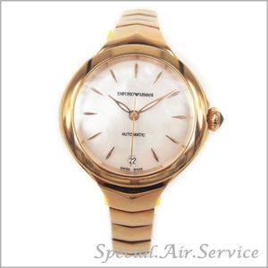 EMPORIO ARMANI Emporio Armani lady's wristwatch FLUID DECO self-winding watch white × rose Gold ARS8206