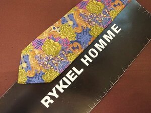 ♪20119C♪良品【花 植物 装飾 波模様 柄】ソニアリキエル【SONIA RYKIEL】ネクタイ