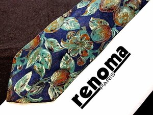 ♪21947D♪状態並品【花 植物 木の実 柄】レノマ【renoma】ネクタイ