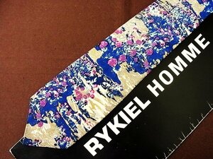 ♪23604C♪良品【花 植物 木の実 ペイント 柄】ソニアリキエル【RYKIEL】ネクタイ