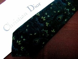 ♪24133C♪良品【花 葉っぱ 植物 柄】ディオール【Christian Dior】ネクタイ