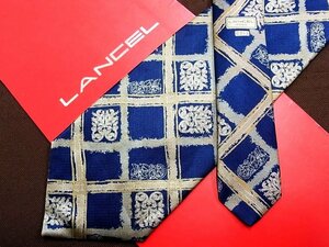 ♪24179C♪良品【装飾 格子 柄】ランセル【LANCEL】ネクタイ